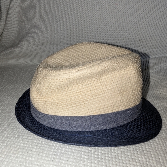 Kids Cream and Blue Fedora Hat - Picture 1 of 8